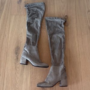 Sam Edelman Grey Suede Over the Knee Boots